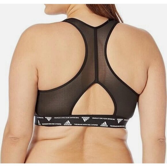 adidas Women's Bra Black 2X Powerreact Training Padded Sports Bra (HC7492) New - Picture 2 of 13